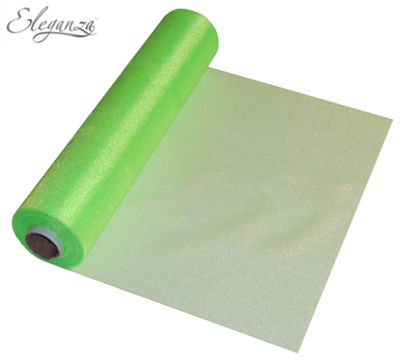 Eleganza Soft Sheer Organza 29cm x 25m Lime Green - Organza / Fabric